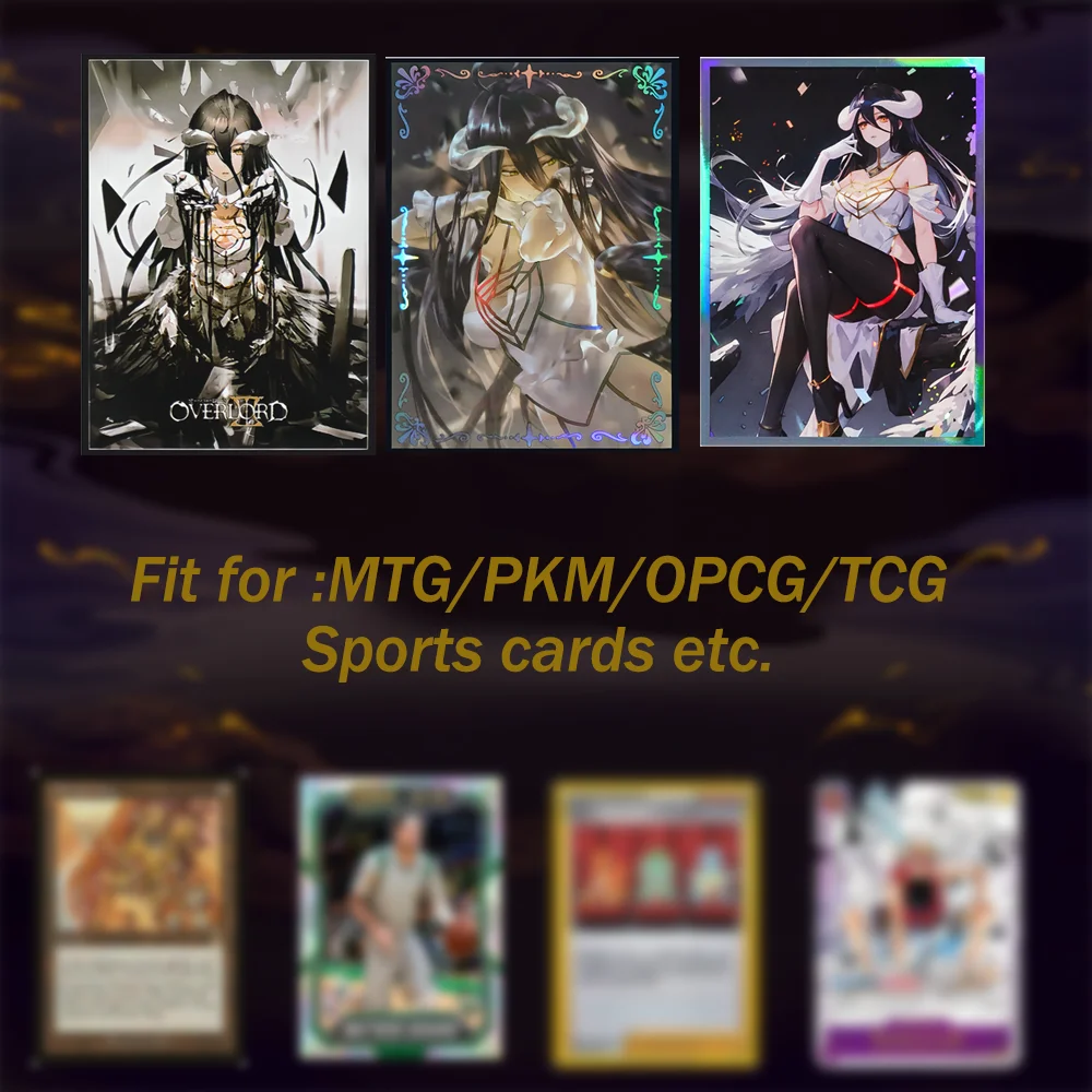 60PCS 67x92mm Holographic Anime Card Sleeves Trading Card Sleeves Design Compatible With TCG MTG PTCG Cards Albedo Waifu Sleeve