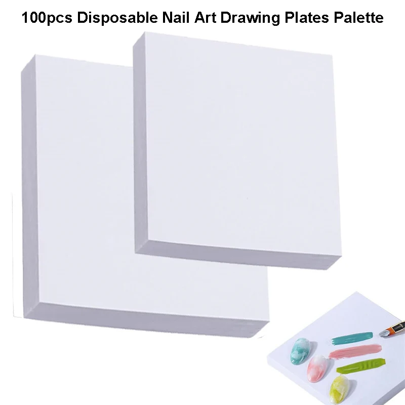 100pcs Disposable Nail Art Mixing Palette Papers Waterproof Nail Art Drawing Makeup Palette Gel Nail Polish Smudge Mixing Tool