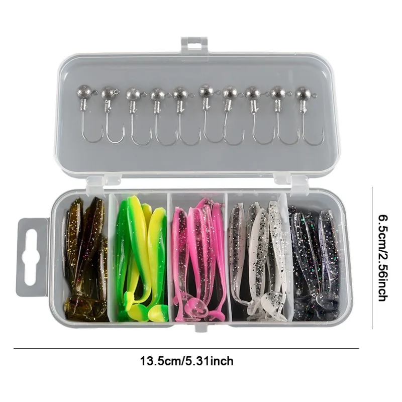 

ZWICKE Convenient Road Runner Soft Bait Set Warbler Bass Fishing Bait Bionic Threaded Curly Tail Maggot Wig Fishing Supplies