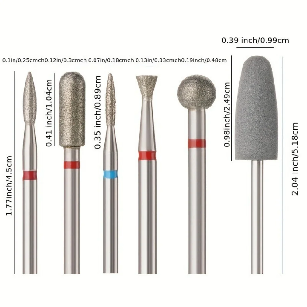 6 uds fresa para manicura diamante cerámica brocas para uñas fresas quitar juego de brocas para uñas Gel máquina herramientas eléctricas para manicura