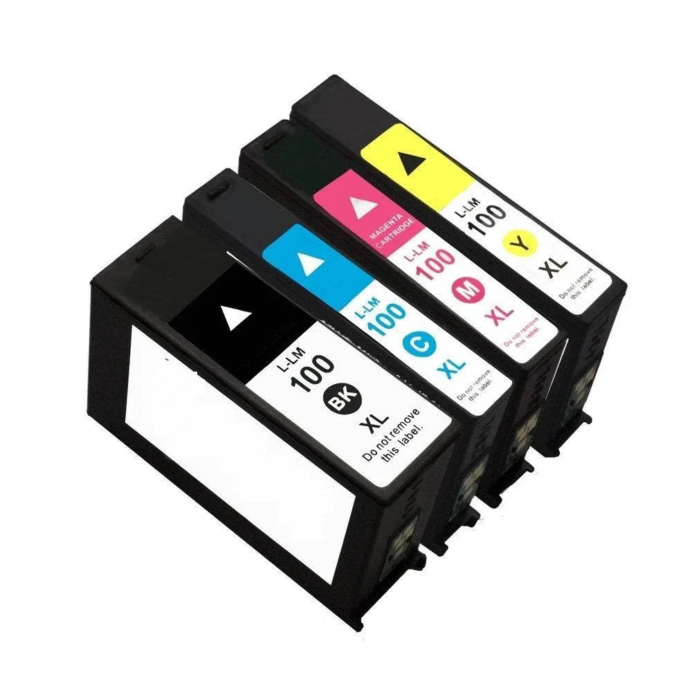 4 Pack Compatible BLACK COLOR Ink Cartridges Lexmark 100XL 100 XL
