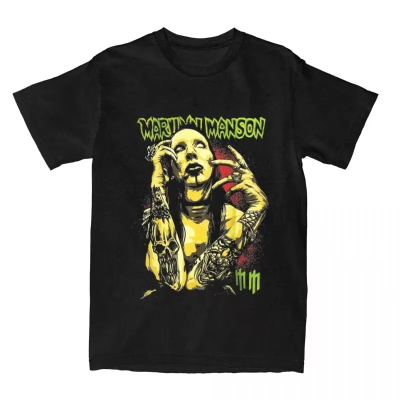 Marilyn Manson Gothic Fan Graphic Tee Retro Streetwear Harajuku Unisex Short Sleeve Casual Trendy Daily Tops Men Women