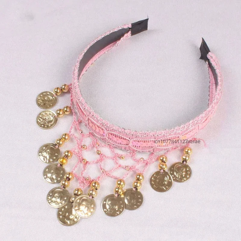 Головной убор с подвесными монетами для танца живота, аксессуары для индийских танцев, несколько цветов на выбор, модное украшение