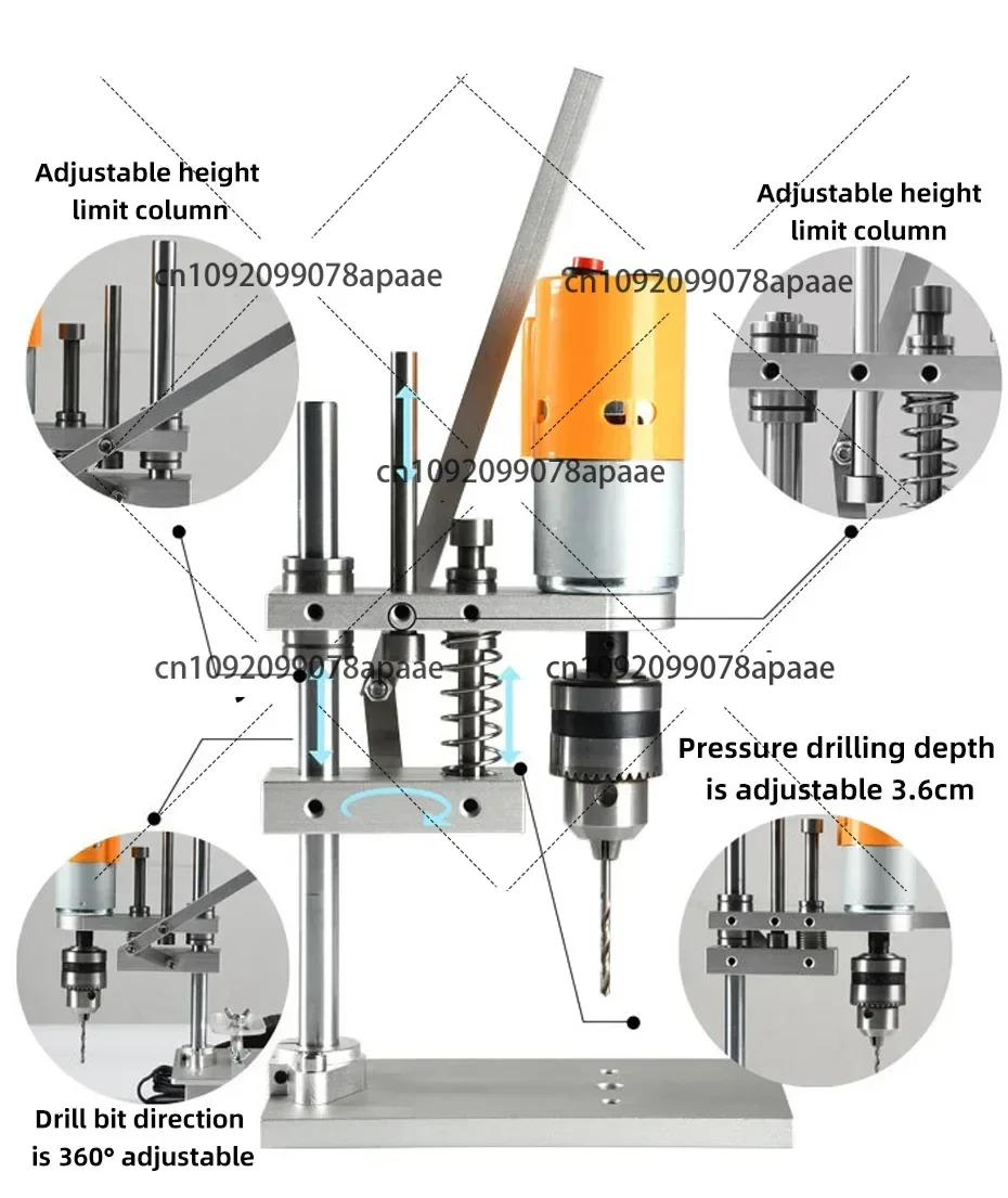 Benchtop Drill Press High Precision PCB Drilling Machine Woodworking Drilling Home DIY Desktop Mini Drill for Wooden Jade