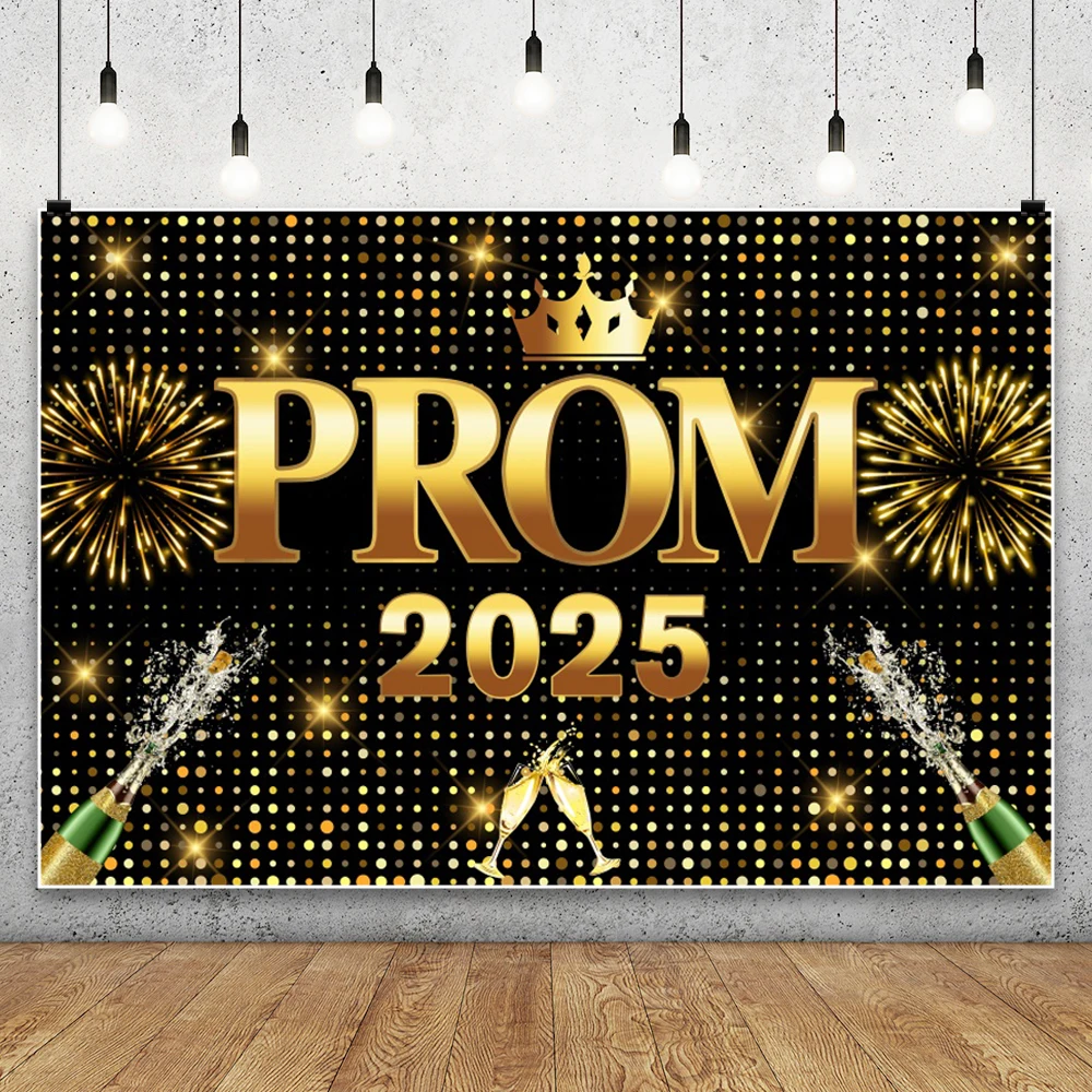 Graduation Party 2025 Gold Black Photography Background Bachelor Cap Prom Decorative Banner Photo Backdrop Photo Studio Props