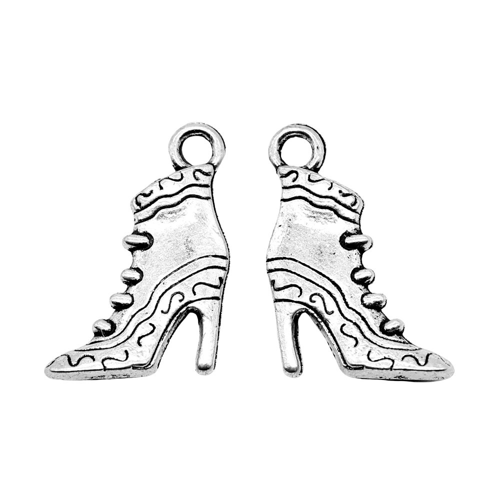 WYSIWYG 10pcs 23x15mm Boots Pendants Charm High-Heeled Shoes Pendants High Heels Shoe Pendants For Jewelry Making