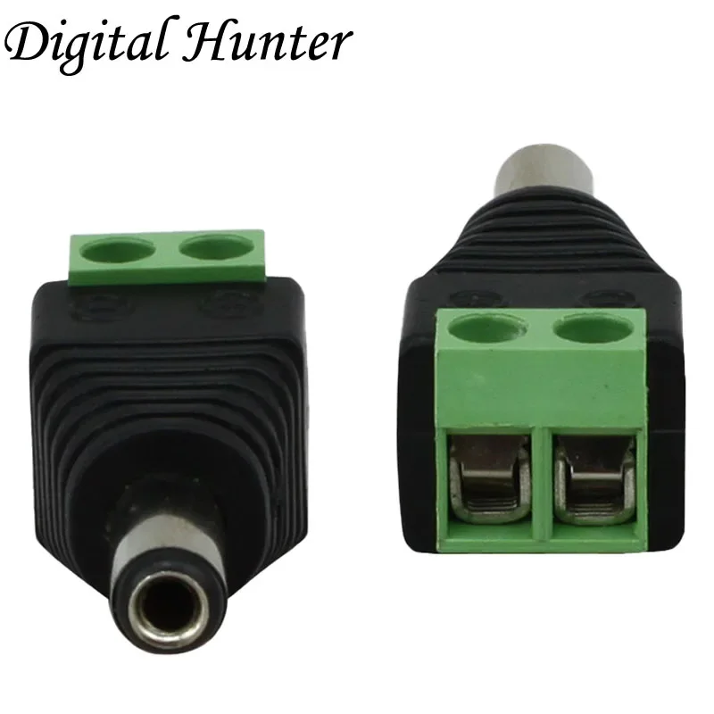 2PC 5.5mm x 2.1mm Male CCTV LED DC Power Plug Jack Adapter
