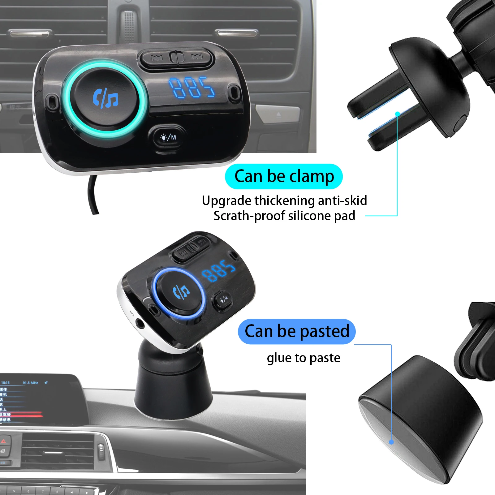 Car FM Transmitter Wireless Bluetooth 5.0 AUX Handsfree Radio Music Dongle MP3 Player USB Quick Charge Adapter Receiver