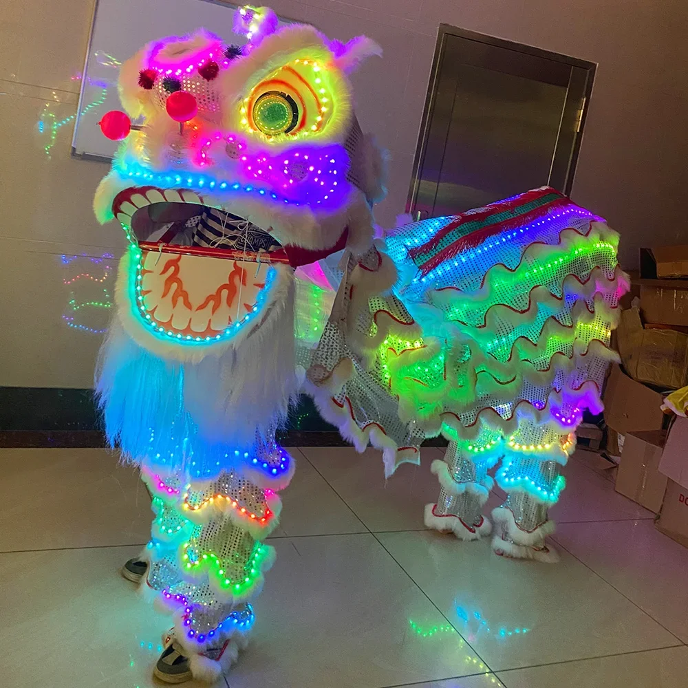 LED light Costume lion amusement park lion dance props Chinese traditional performance of two LED light south lion outfit