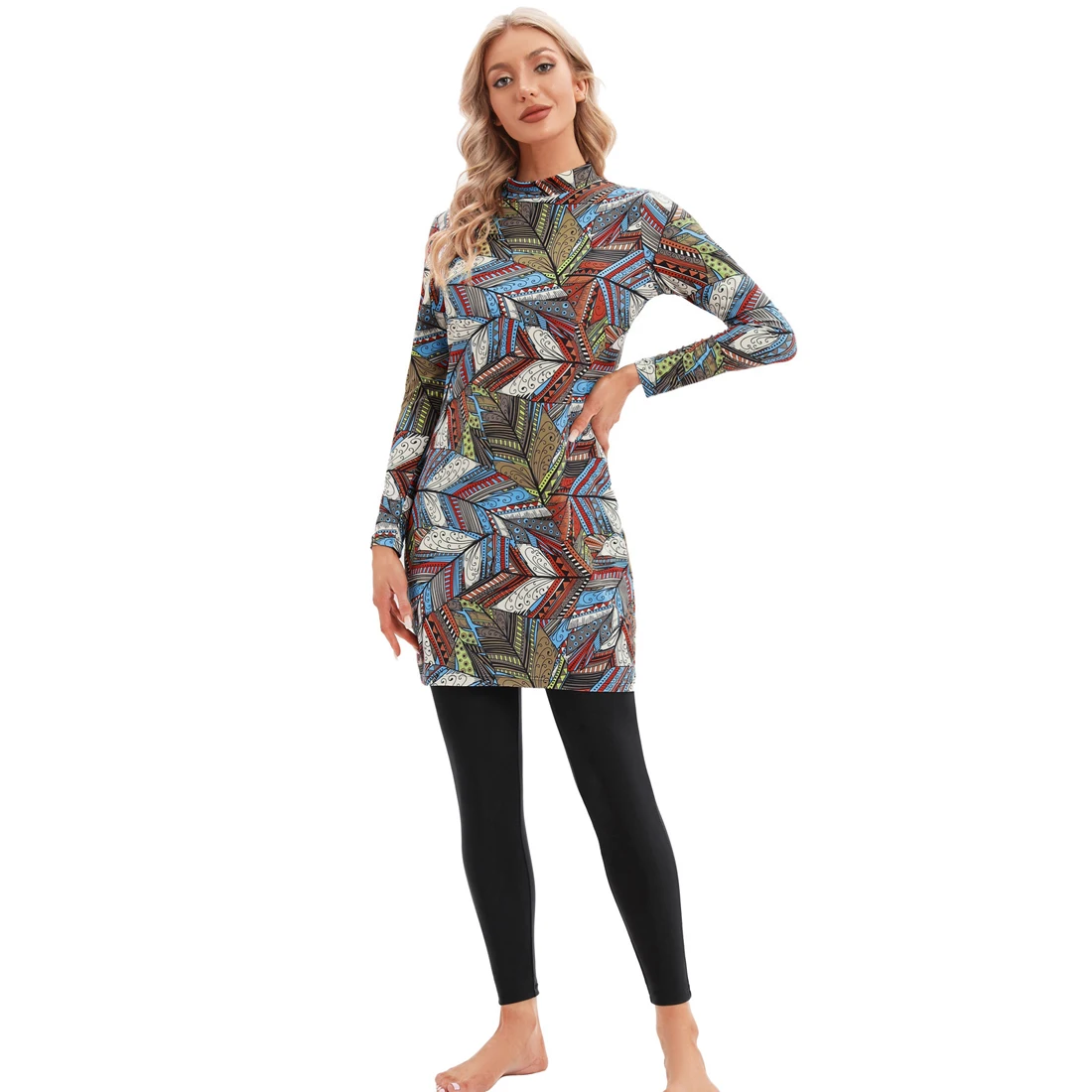 YONGSEN Modest Surf Burkini - Costume da bagno islamico con cappuccio, costume da bagno sportivo a maniche lunghe 2024