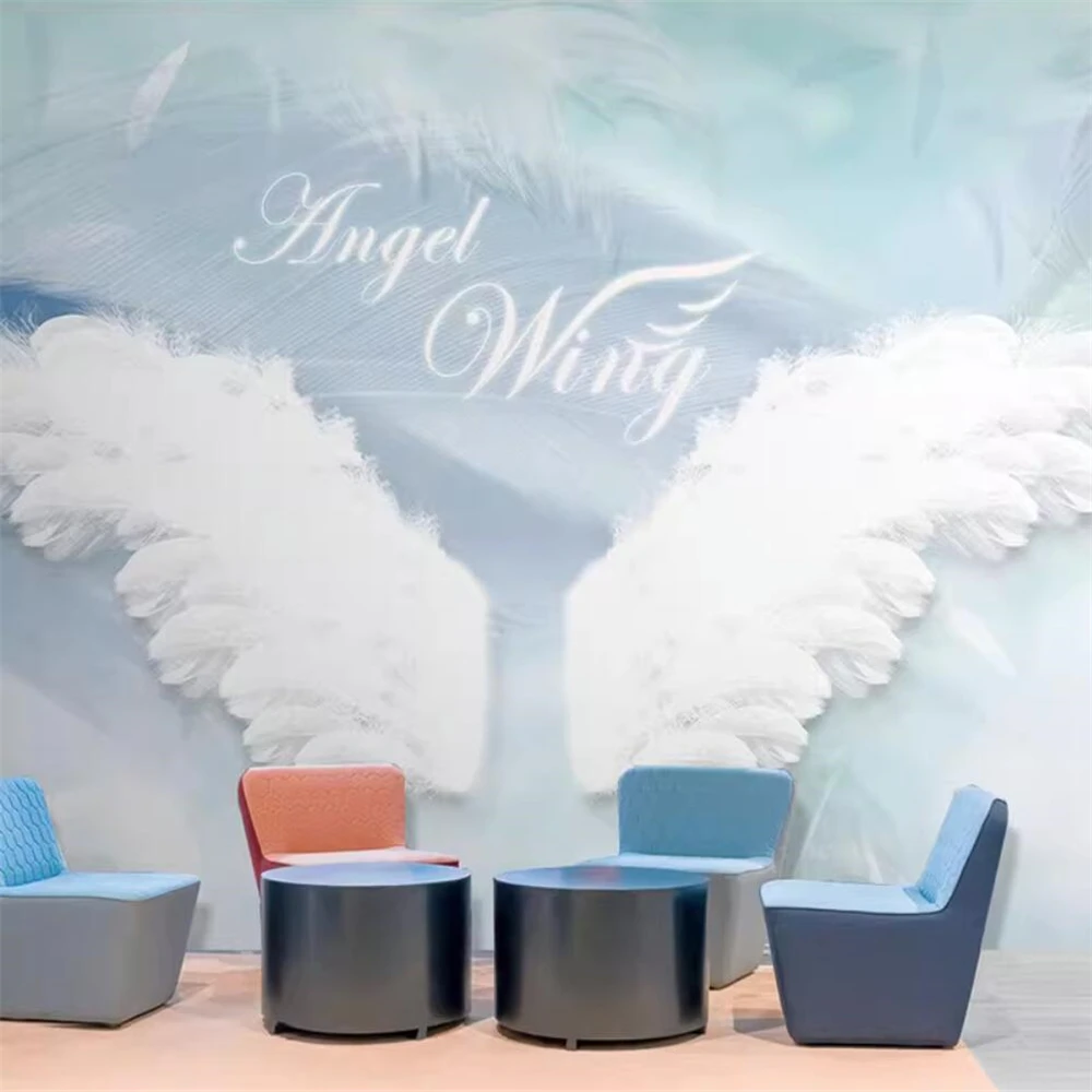 Custom Little Fresh Feather Wallpapers for living room Angel Wings Bedroom Wallpaper 3D Clothes shop Wallcloth Photo Background