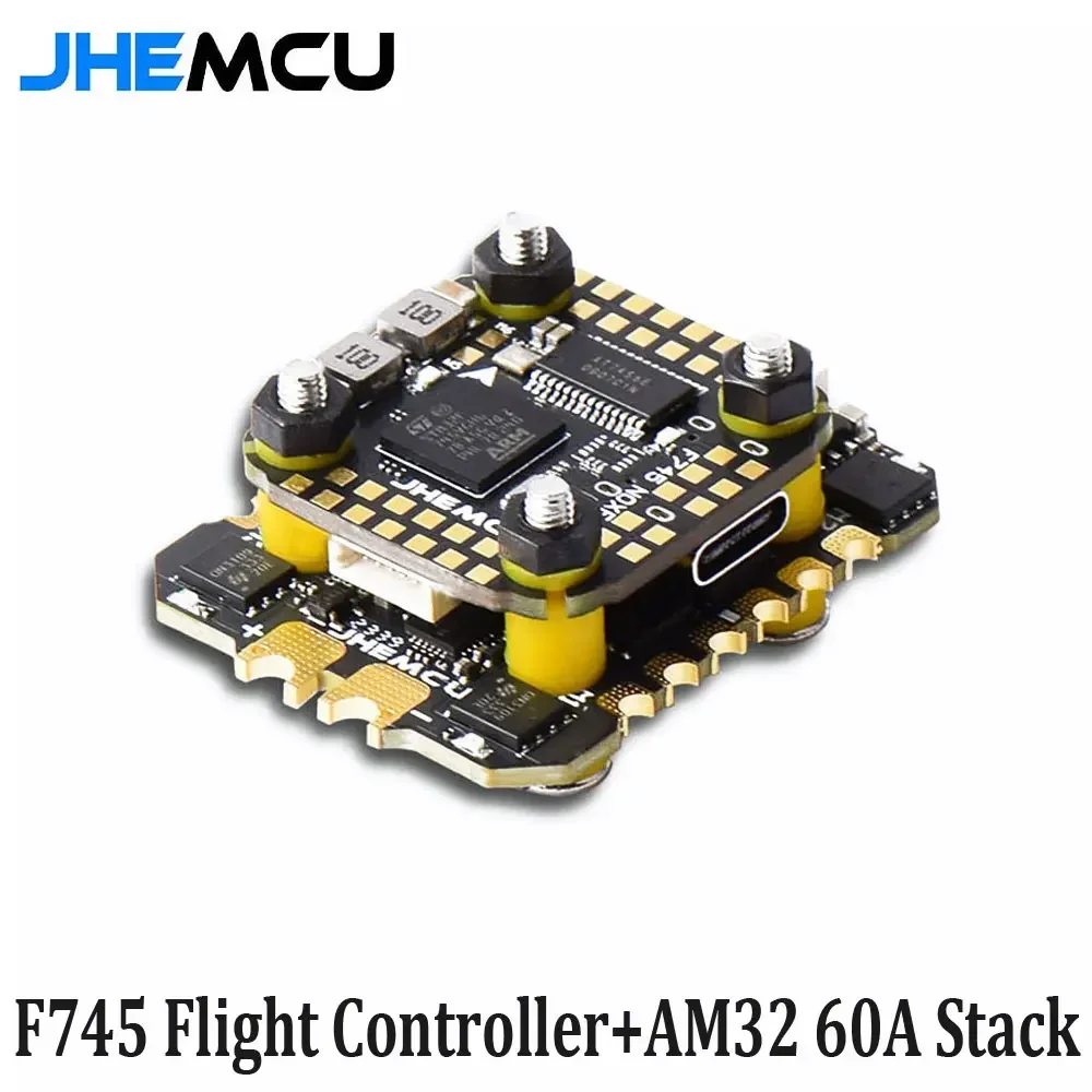 JHEMCU F745 Mini Flight Controller Stack ICM-42688-P F745 Flight Controller AM32 45A 60A 4in1 ESC 3-6S for RC FPV Drones