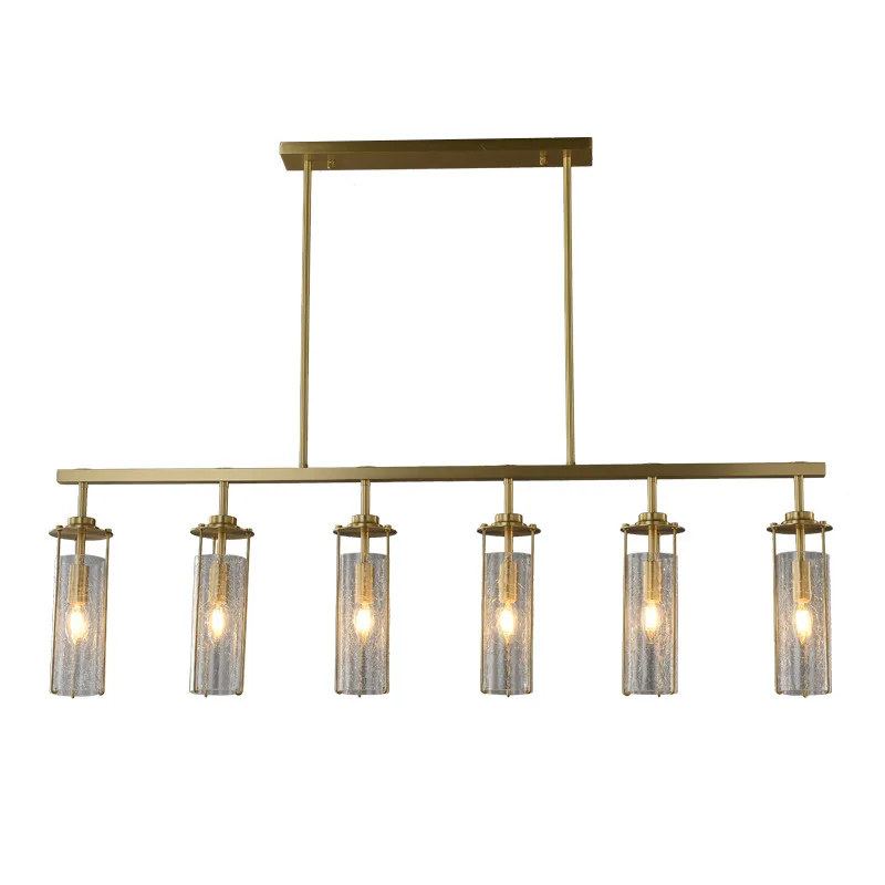 

All copper light luxury restaurant chandelier creative bar island table cracked glass