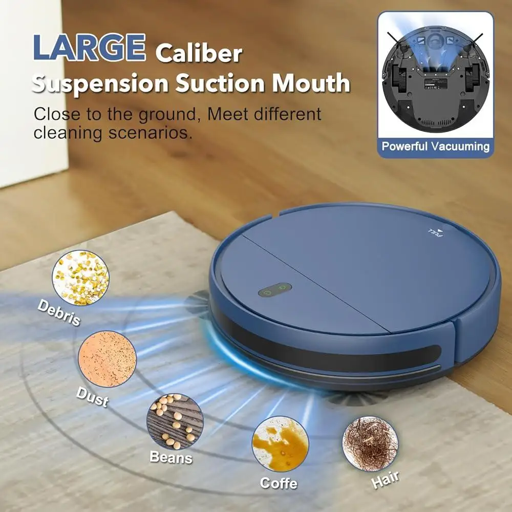 2-in-1 หุ่นยนต์ดูดฝุ่นและ Mop WiFi App ควบคุมเสียงชาร์จด้วยตนเองดูดที่มีประสิทธิภาพ 1400Pa หลีกเลี่ยงอุปสรรคพื้นแข็ง