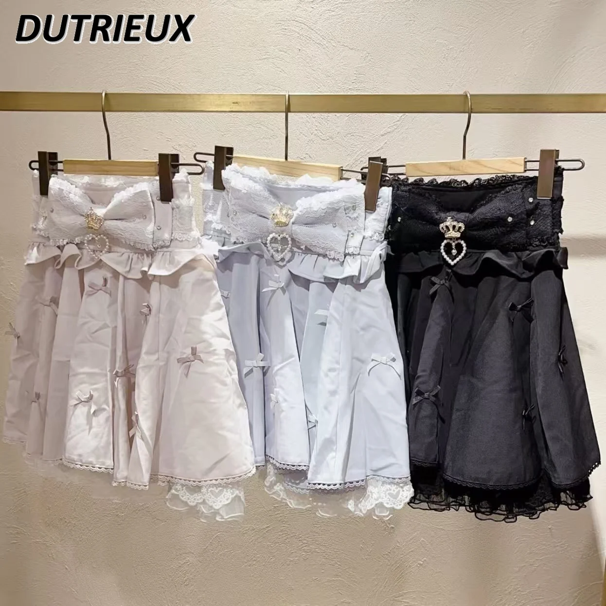 Casual High Waist Japanese New Popular Mine Series Mass-produced Soft Girl Sweet  Bows Lace Ruffle Edge Short Skirts for Women