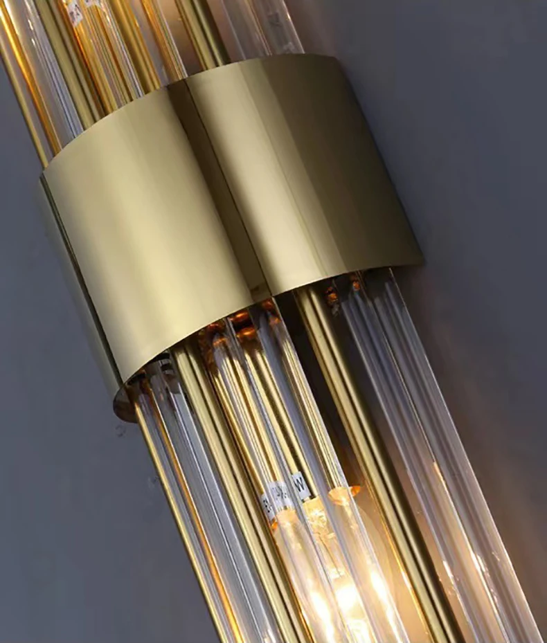 Clear Crystal LED Wall Lamp E14 Bulb Stainless Steel