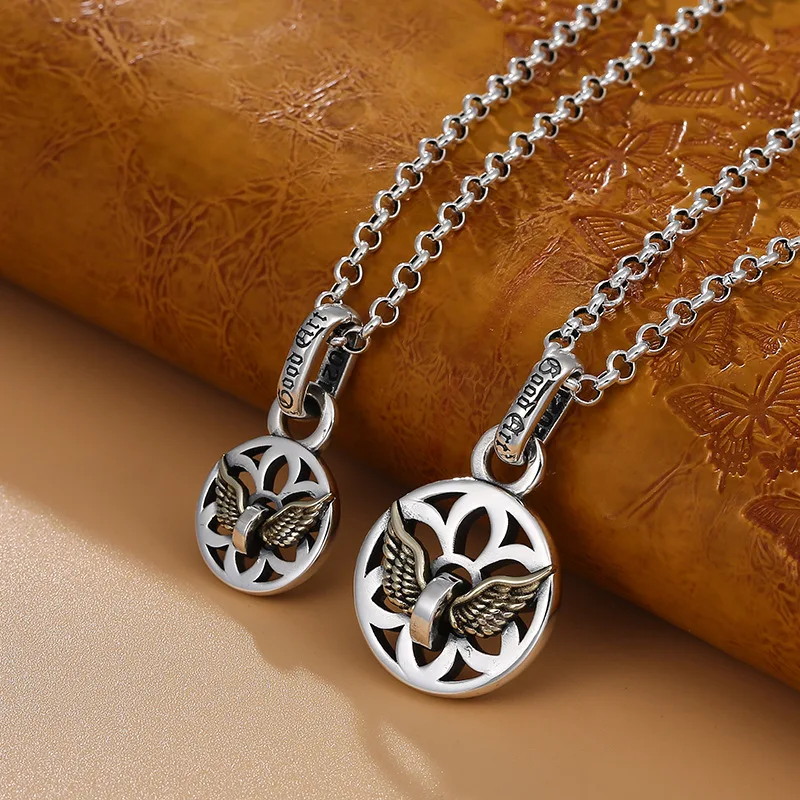 

Fashion japanese fashionable brand cherry blossom pendant couple s925 sterling silver pendant retro thai silver cut out pendant