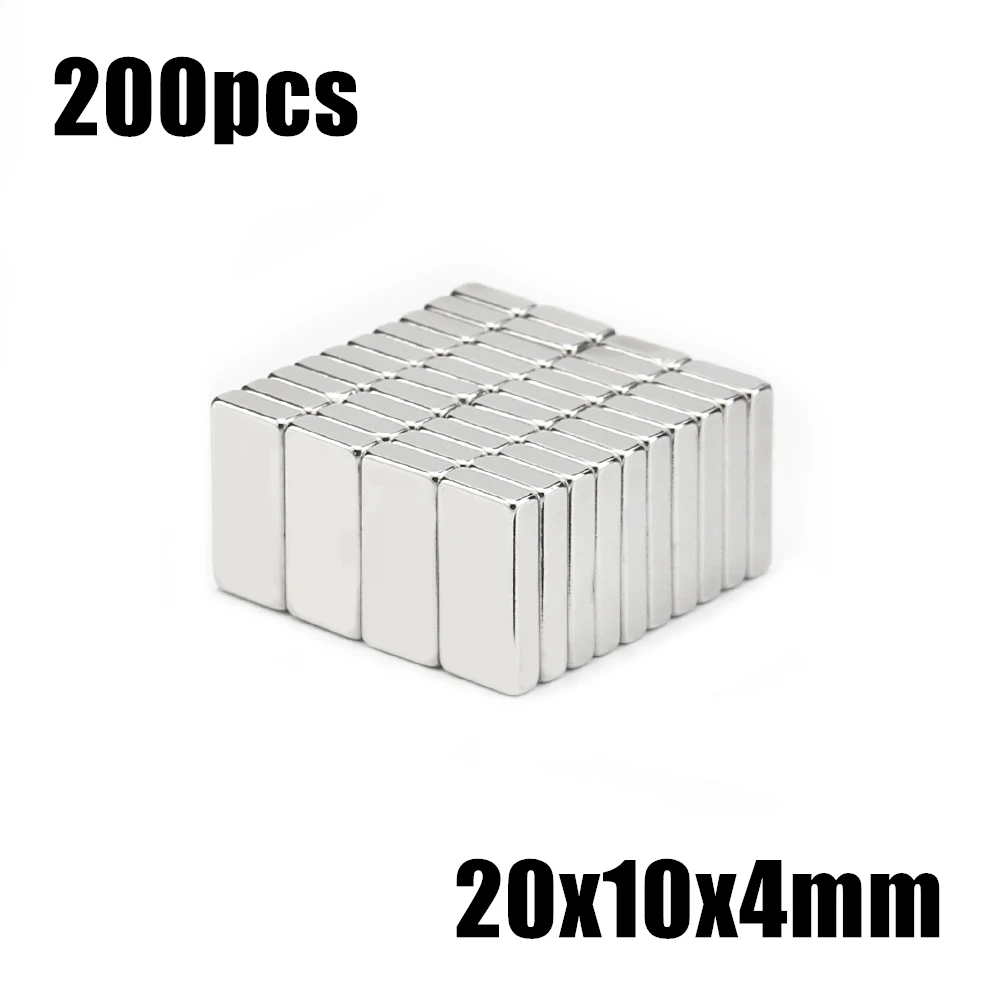 

200pcs 20x10x4mm Neodymium Magnet 20*10*4mm N35 NdFeB Block Super Powerful Strong Permanent Magnetic imanes Block