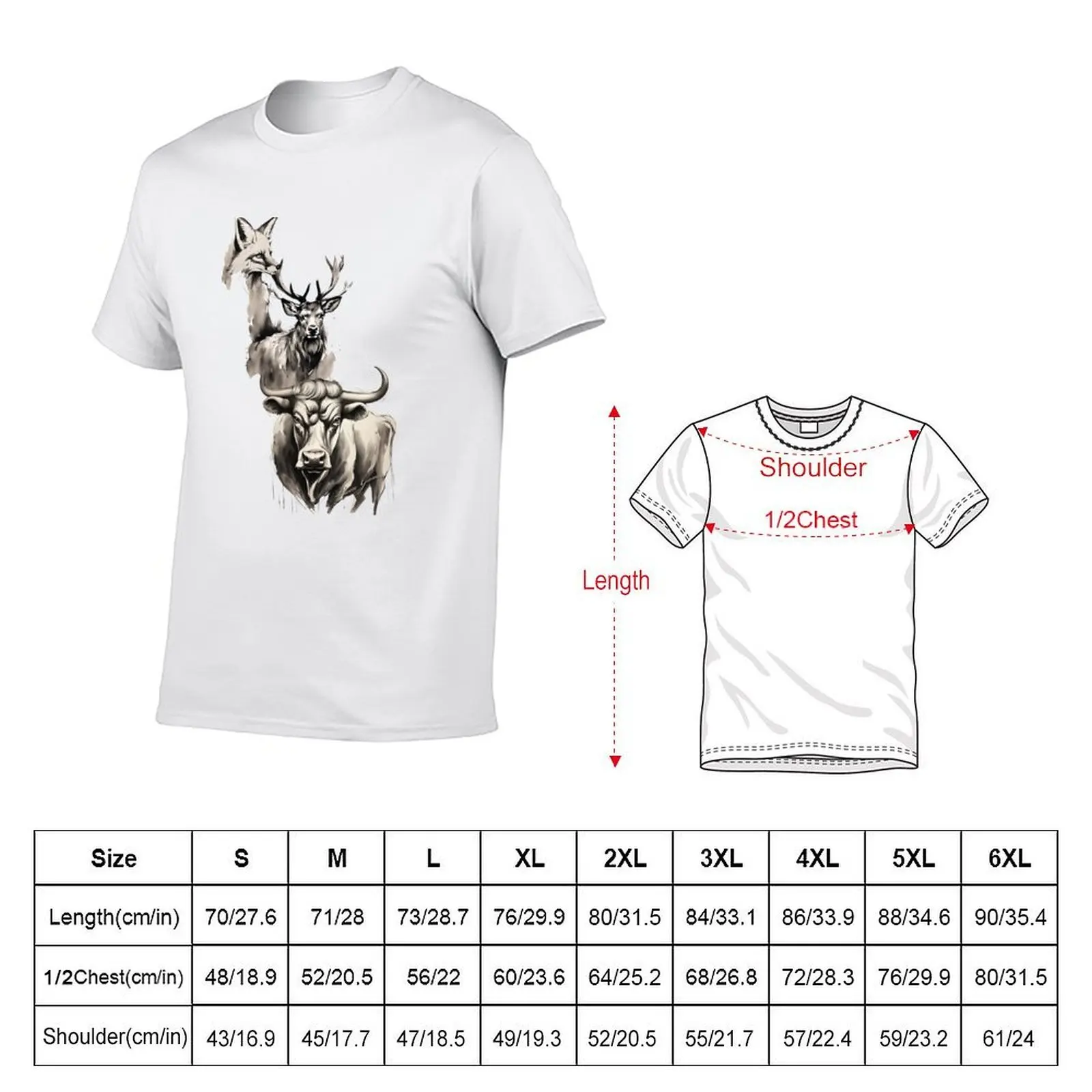 Stag Vixen and Bull Ink T-Shirt t shirts for man pack cotton man t shirt designer T-Shirt