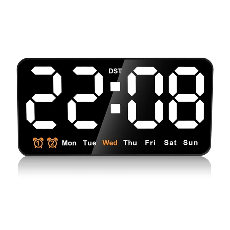 AD23-Digital Wall Clock, 9Inch LED Digital Clock Large Display With 12/24H, Big Digits,Small Silent Wall Clock