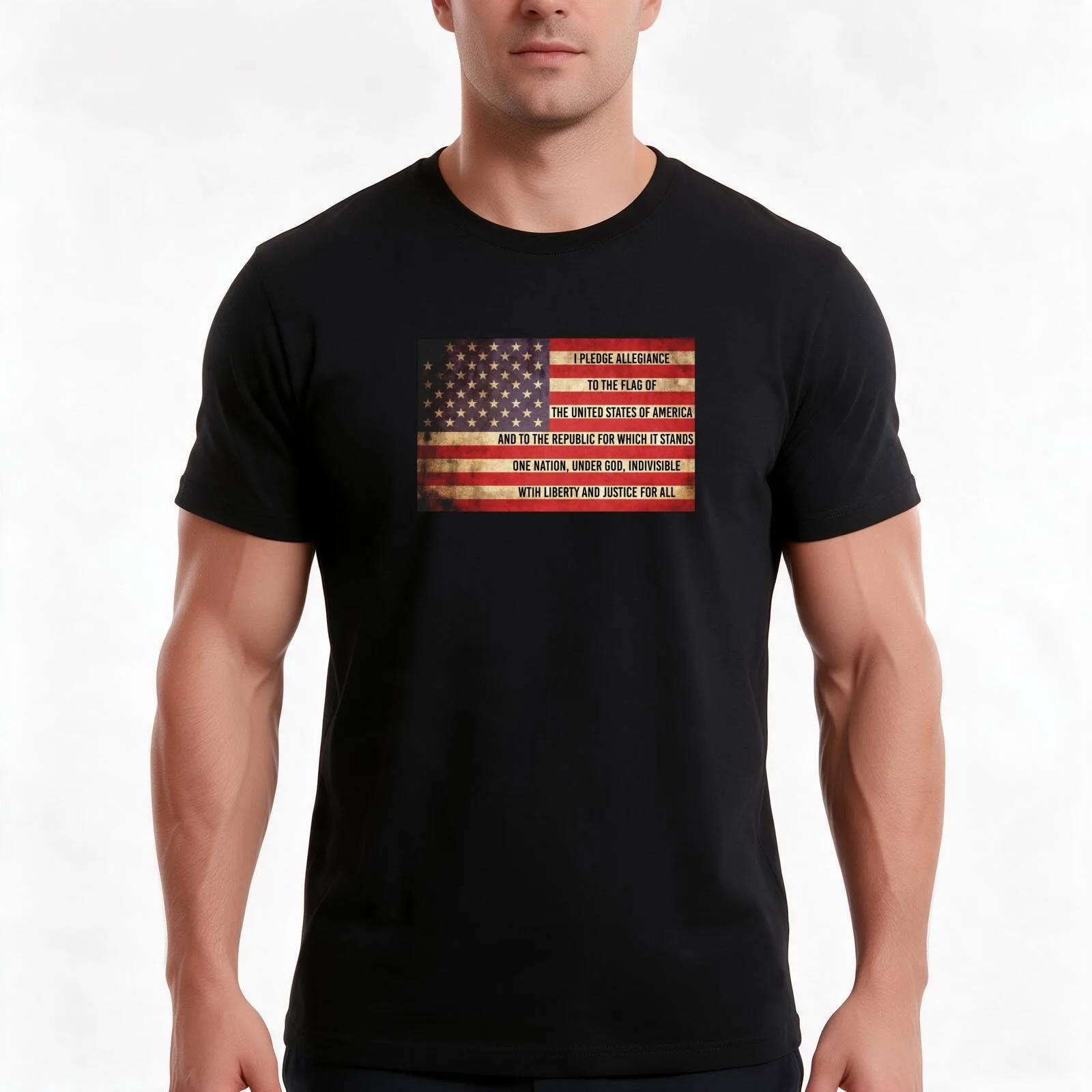 Pledge of Allegiance T-Shirt Summer Casual Cotton Tee Oversized Streetwear Tops Vintage Graphic Print Loose Fit Short Sleeve