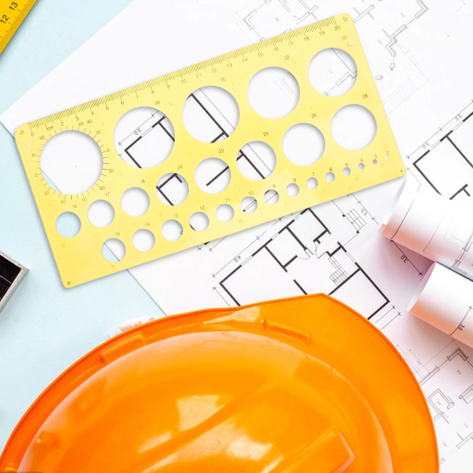 Circle Stencil Plastic Circle Template Yellow Multi-Function Drawing Stencil for Architects Electricians Designers