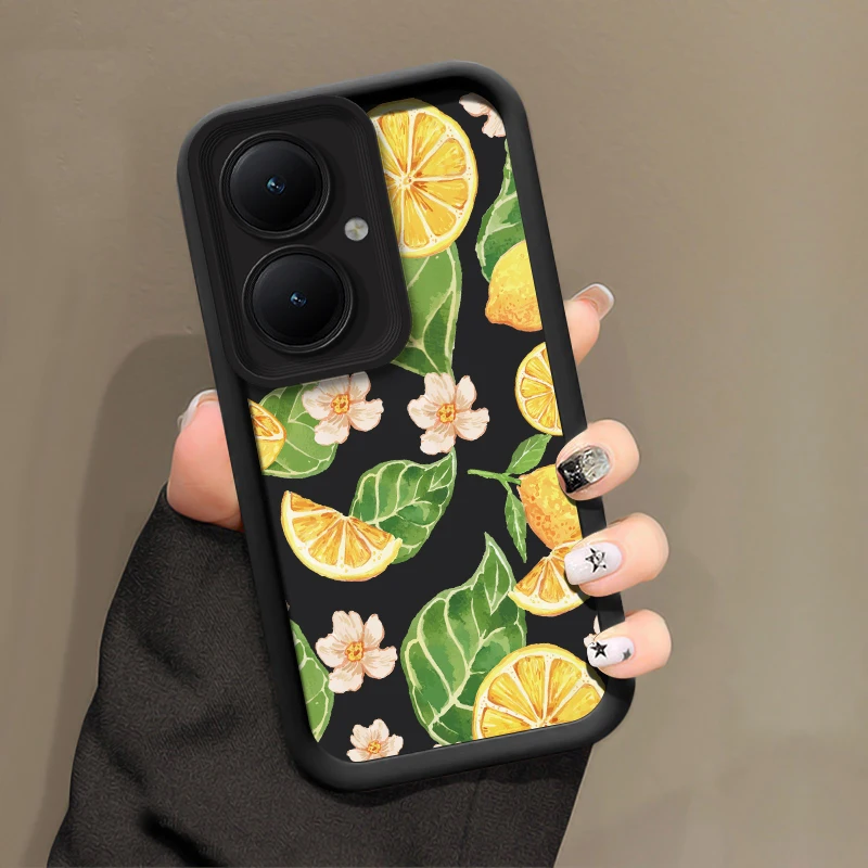 حافظة لهاتف فيفو Y35 Y30G Y28 Y38 5G Y36 Y21S Y21A Y27S Y22 Y22S Y33S Y31 2021 غطاء نمط زهرة الليمون مقاوم للصدمات #4