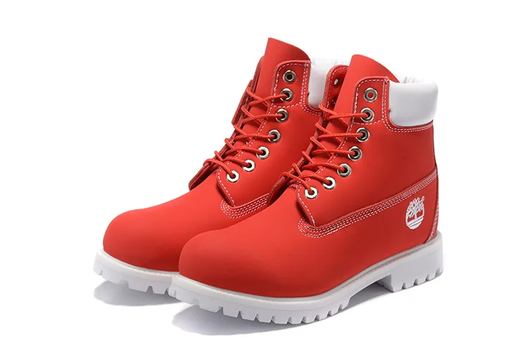 TIMBERLAND-Botas Martin clásicas para hombre y mujer, botines de cuero de Color sólido, con bordado rojo, a la moda, novedad de 10061