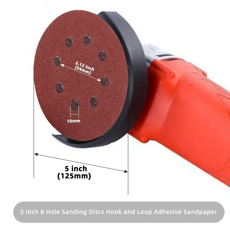 5 Inch 8Hole Sanding Discs Hook and Loop Adhesive Sandpaper 125mm 60~2000 Grits For Random Orbital Sander Abrasive Sheets Tools