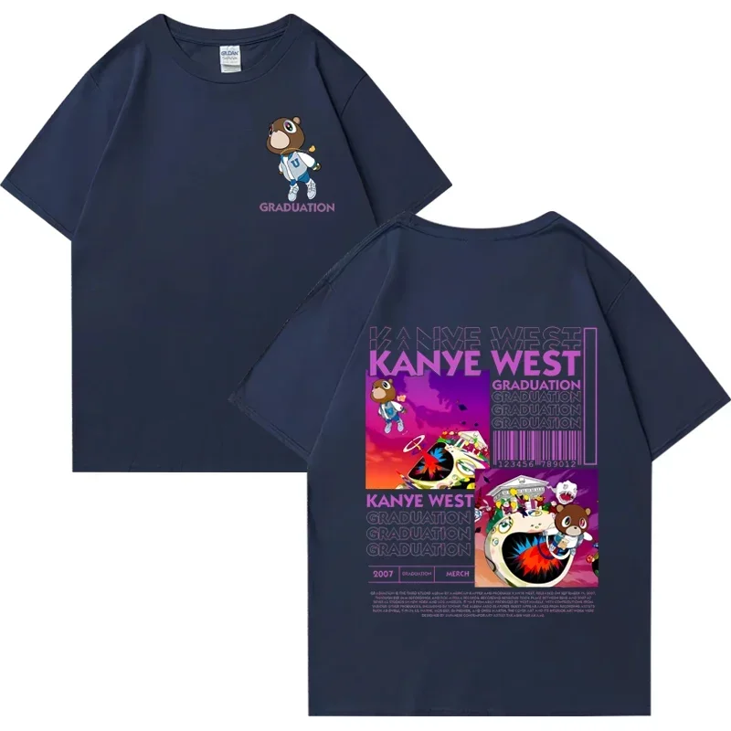 Kanye West Graduation Bear Graphics print T shirt Men Women Hip Hop streetwear vintage Tops short sleeve Unisex Cotton T-shirts