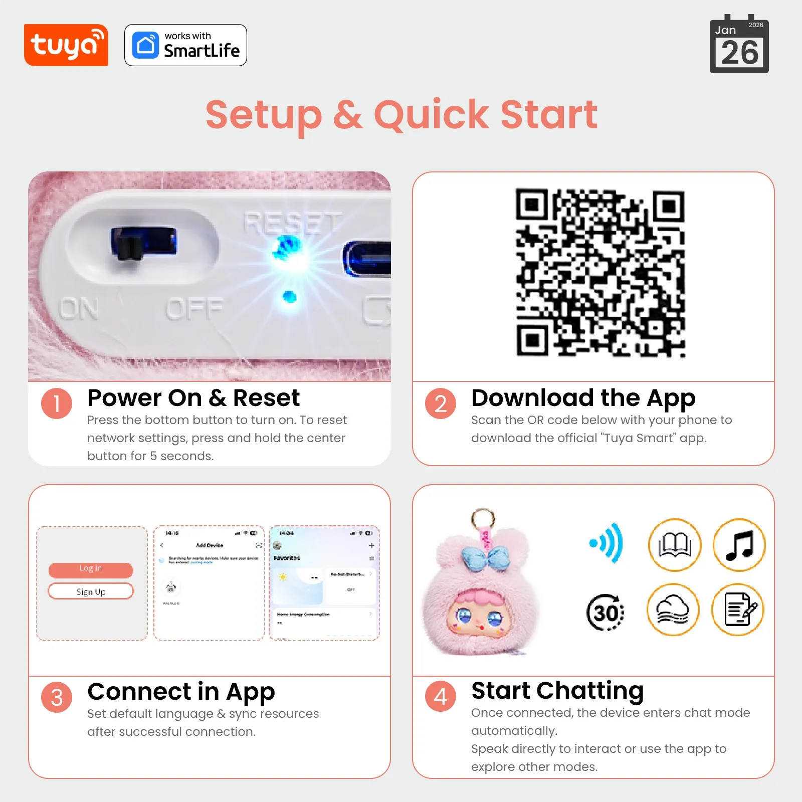 Tuya Smart AI Plush Robot W/LED Eyes & Voice Control, Interactive Smart Toy USB Rechargeable Companion for Kids Gifts/Smart Home