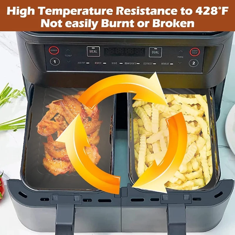 2PCS Air Fryer Silicone Liners For Ninjia DZ401 DZ550 Dual Air Fryer Reusable 10QT Non-Stick Airfryer Basket Accessories