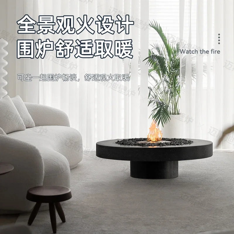 

round Fireplace Real Fire Atomization Outdoor Courtyard Heating Custom Art opposite Sex European Decoration Living Room Flame