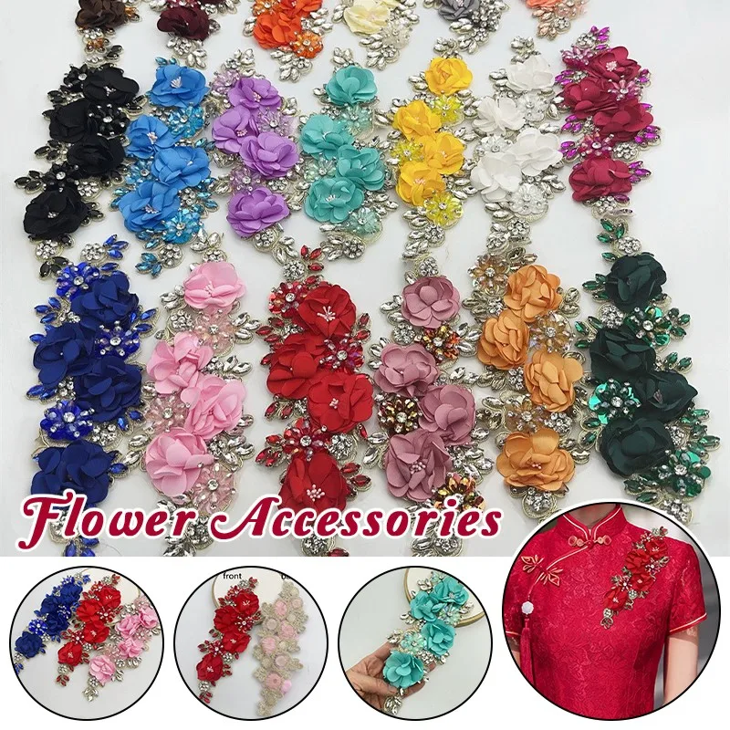 

3D Flower Applique Handmade Fabric Sewing Flowers for Wedding Veil Gown Diy Clothing Decoration Accessories