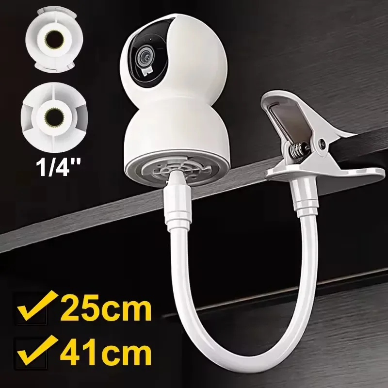 Soporte Flexible para Monitor de Bebé de 25cm/41cm, Soporte para Cámara Web sin Perforaciones, con Abrazadera Universal para Monitor de Bebé con Tornillo de 1/4''
