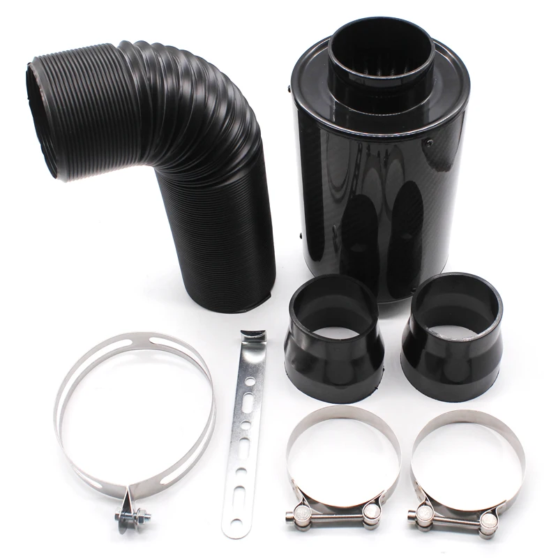 

1set Universal Car 76mm 3" Car Carbon Fiber Induction Air Intake Filter Kit Ram Filter Box Cold Air Intake Bellows Intake Hose
