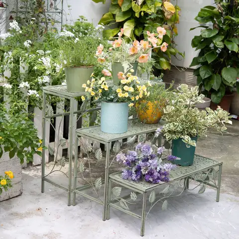 미국 컨트리 스타일 빈티지 단조 철제 새 모양 화분대 실내외 정원 발코니 마당 화분 받침대 선반 수납 선반