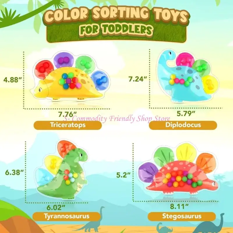 85ae Kids Riconoscimento del colore Educational Squeeze Toy Gestione emotiva giocattolo dei dinosauri