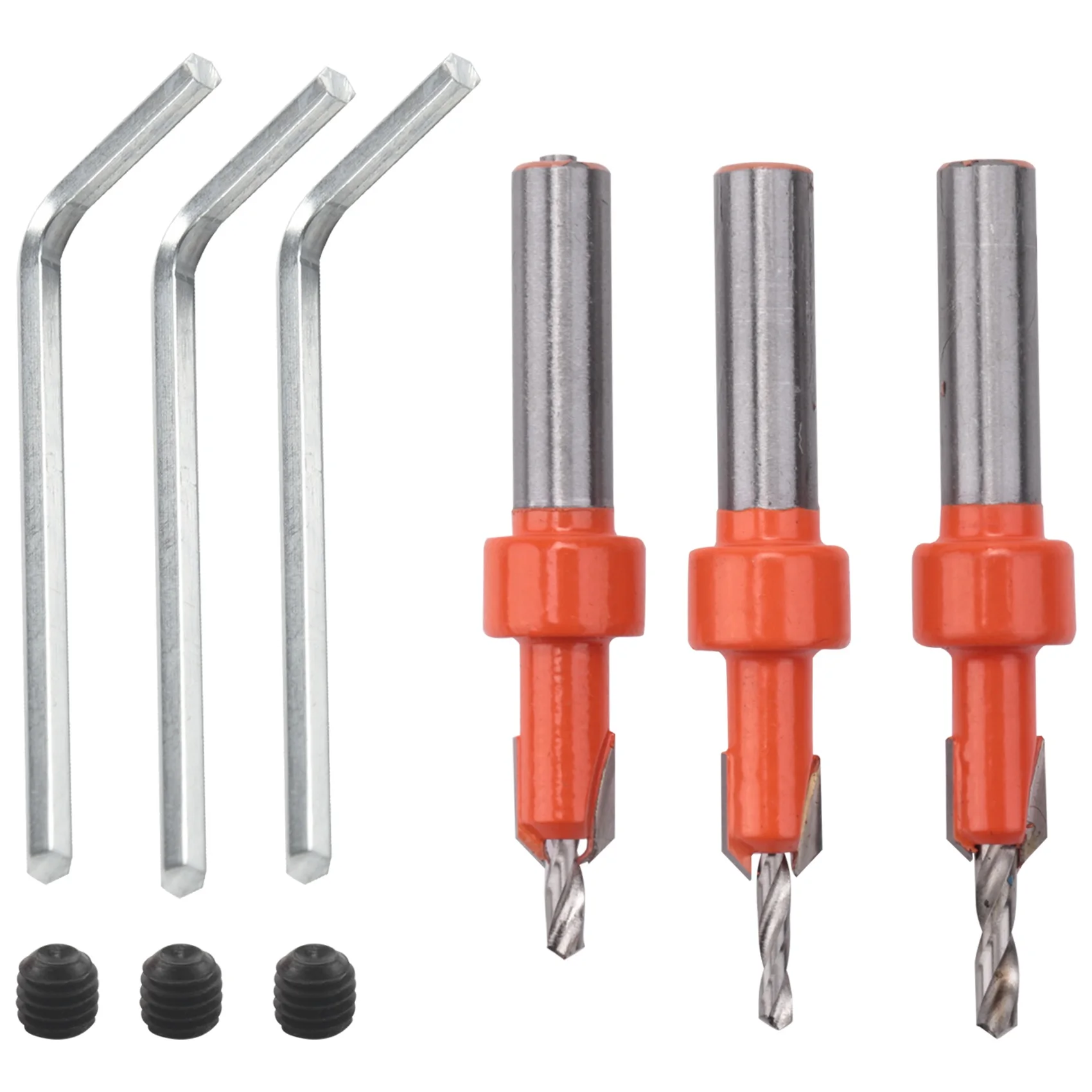 Juego de brocas avellanadoras de 3 piezas, brocas para agujeros de madera, brocas para trabajar la madera con llave hexagonal, cortador de tornillos