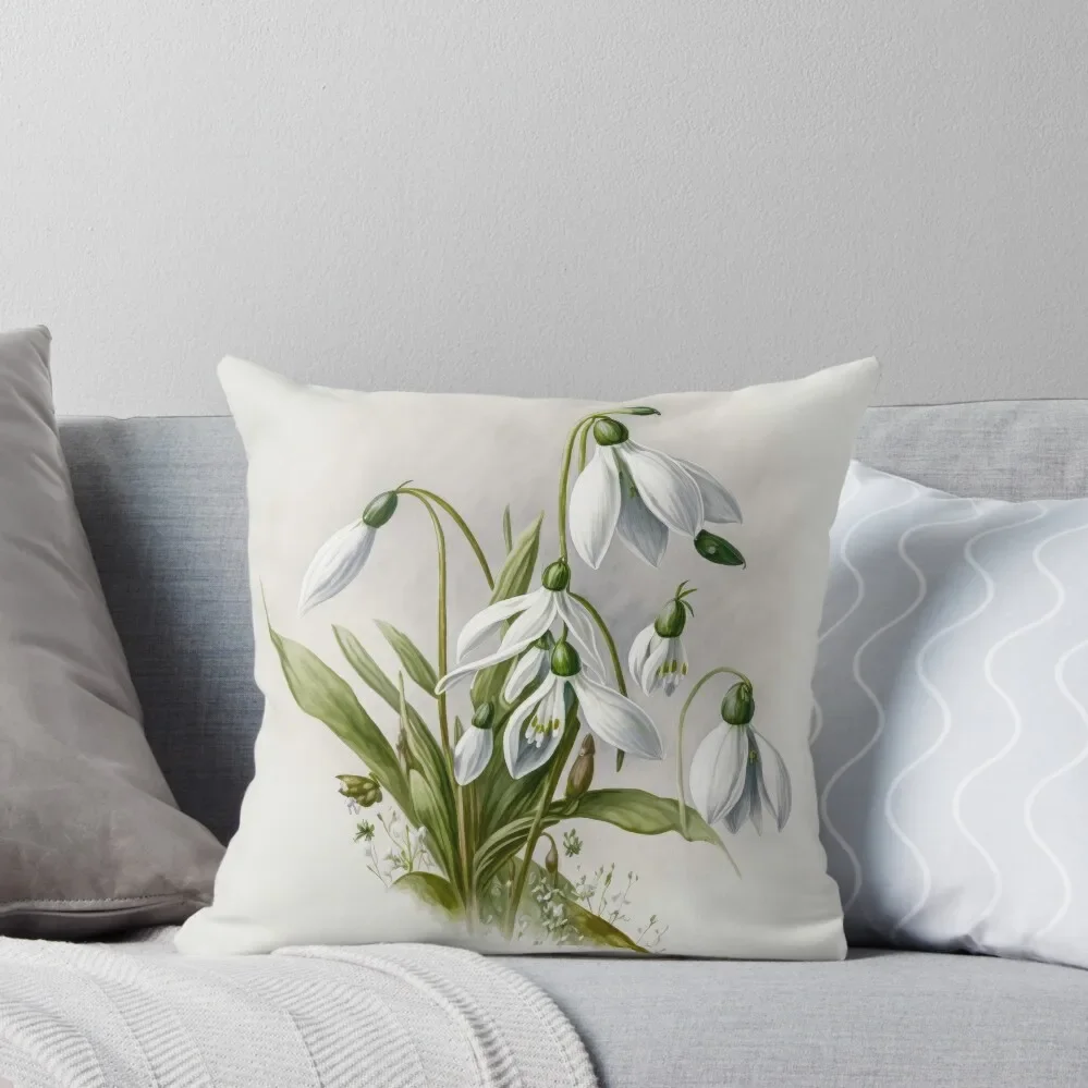 

Snowdrop Flowers Throw Pillow Pillow Case New year