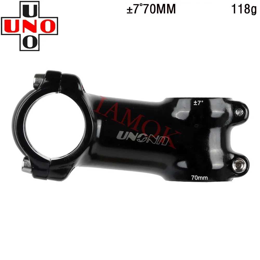 UNO AS-007N Bike Glossy Black Stem 31.8x28.6mm Iamok 7/17 Degree 60-130mm Stems Ultra Light Gray Logo Bicycle Parts