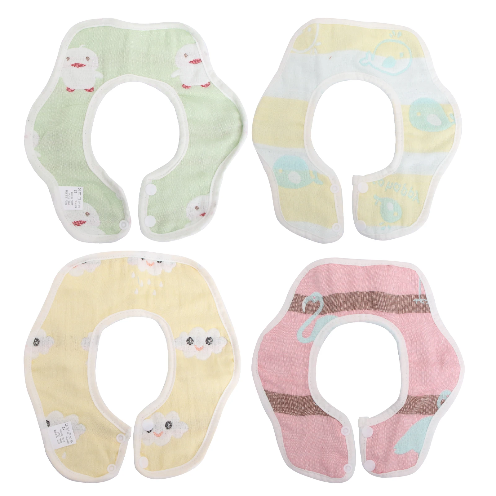 

4 Pcs Baby Bibs Newborn Saliva Towel Infant Drool Eating Scarf Rice Bag Kerchief Premium Material Water Absorption Friendly Skin