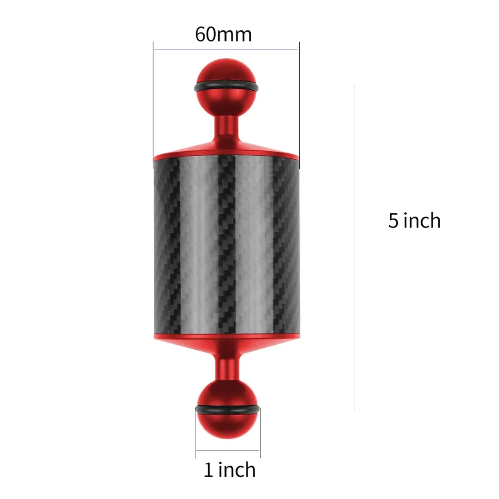 2x Kohle faser Float Auftrieb Wasser arm Doppel kugel halterung 1 Zoll d60mm für Gopro Unterwasser DSLR Kamera Tauch schale Fotografie – Detail 38