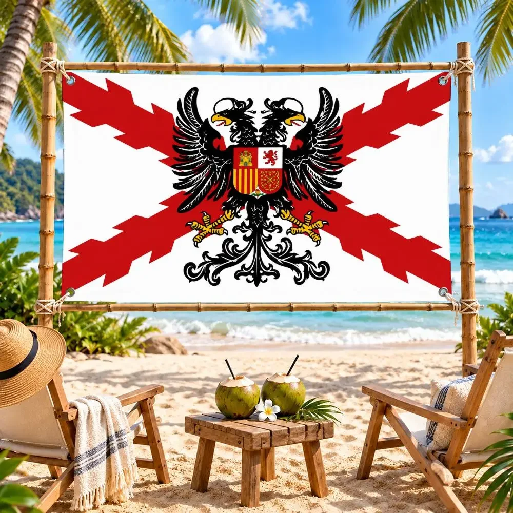Spanish Empire Cross of Burgundy Flags Polyester Digital Printing Banner for Wall Art Out Door Decoration