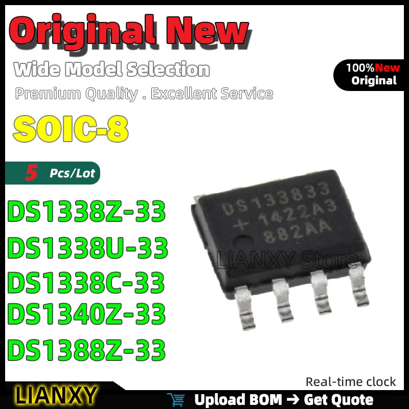 

5 шт. SOIC-8 DS1338Z-33 DS1338U-33 DS1338C-33 DS1340Z-33 DS1388Z-33 Часы реального времени Новый оригинальный