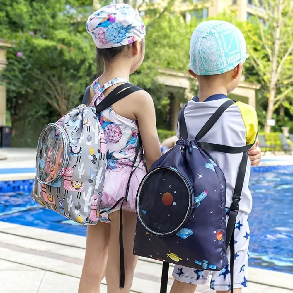 Zaino Dry Wet Separation borsa da nuoto per bambini borsa da spiaggia regolabile per cartoni animati Alpaca borsa sportiva portatile sport acquatici