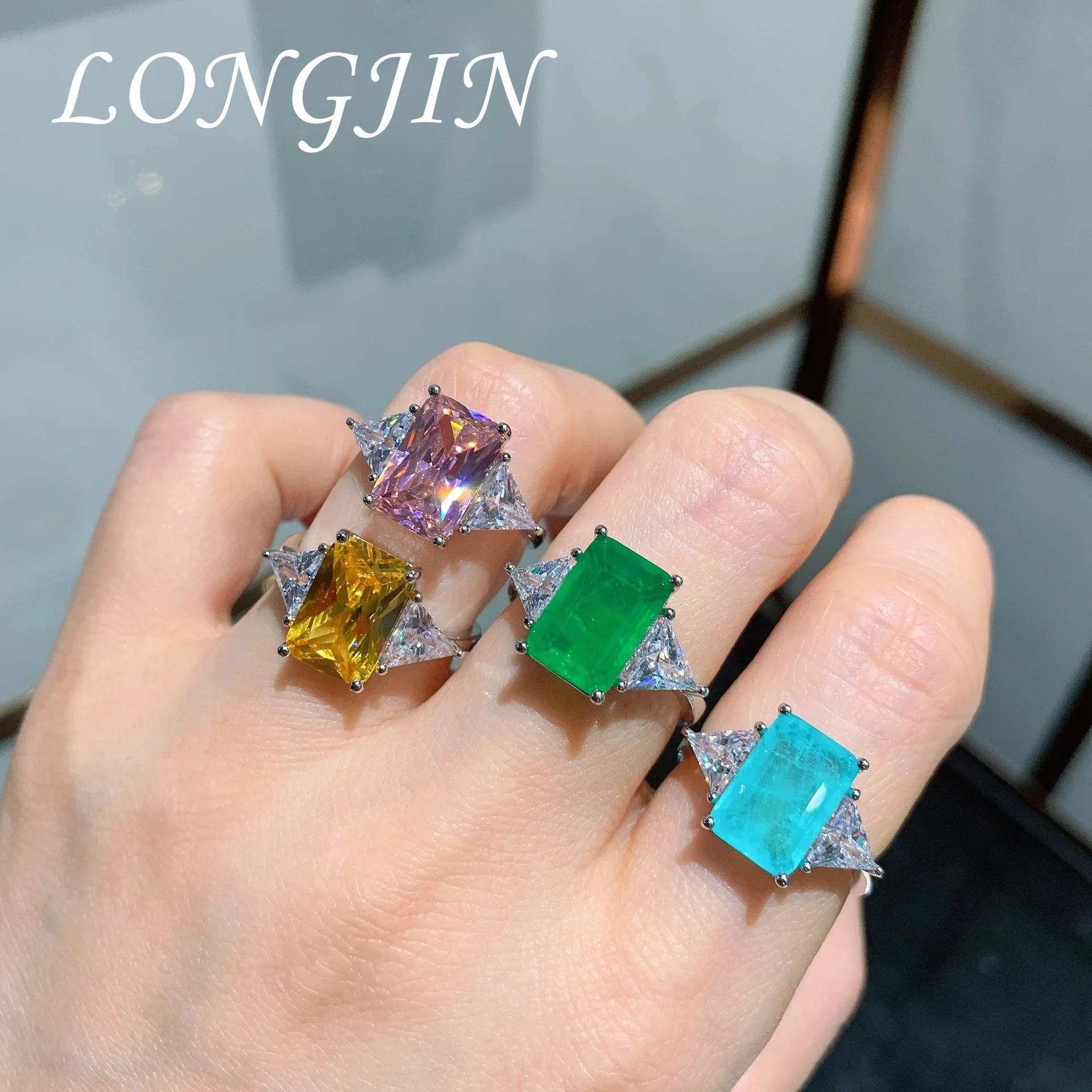 

Paraiba Tourmaline Topaz Emerald Quartz Gemstone Adjustable Ring Women Wedding Bands Fine Jewelry Friends Gift for New Year 2023