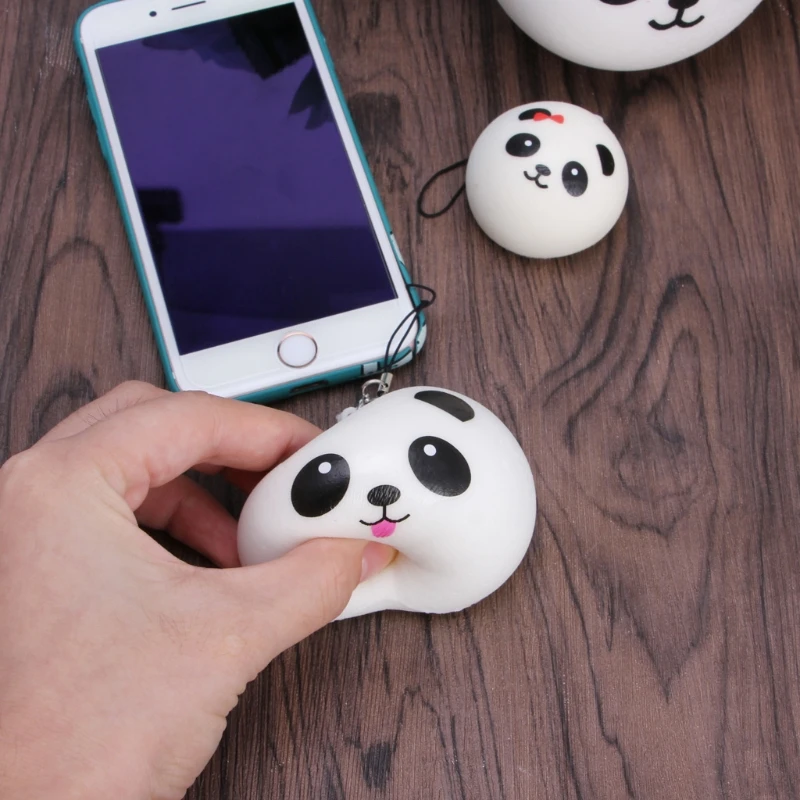 Panda Squishy Steamed Bun Bag Phone Pendant Lanyard Keychain Kid Toy Gift