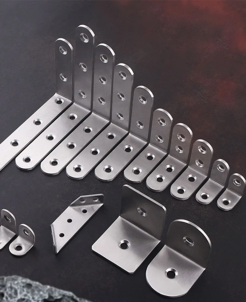 

L-Shaped Stainless Steel Right Angle Bracket Connector Corner Code Right Angle Support Furniture Fixed Reinforcement Hardware