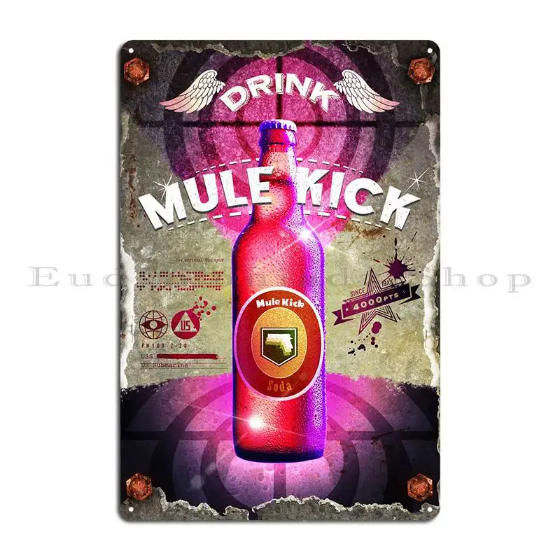 Mule Kick Metal Sign Poster Funny Living Room Wall Mural Cinema Printed Tin Sign Poster